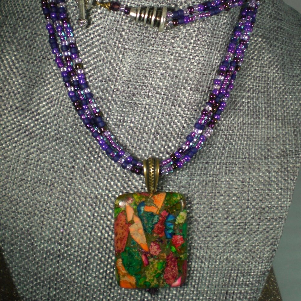 Hand made, Bead Medley Mult-Strand Necklace; Beaded Necklace; OOAK